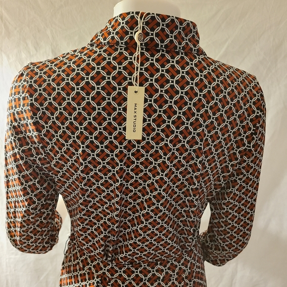 Max Studio Printed BlkCotta Ring chain Shirtdress - Picture 5 of 6